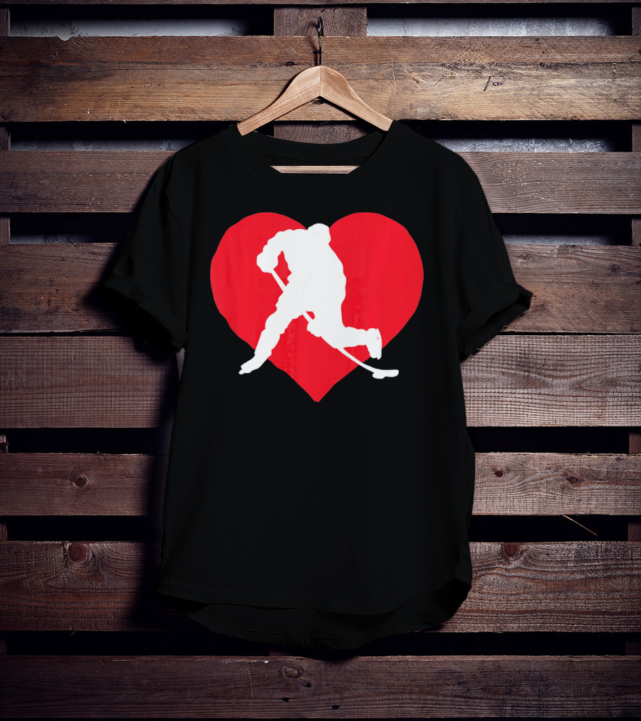 Valentine's Day Hockey Lover Heart T-Shirt