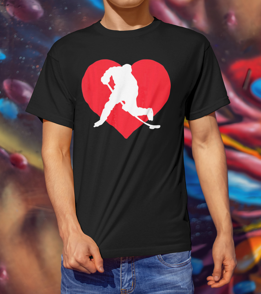 Valentine's Day Hockey Lover Heart T-Shirt