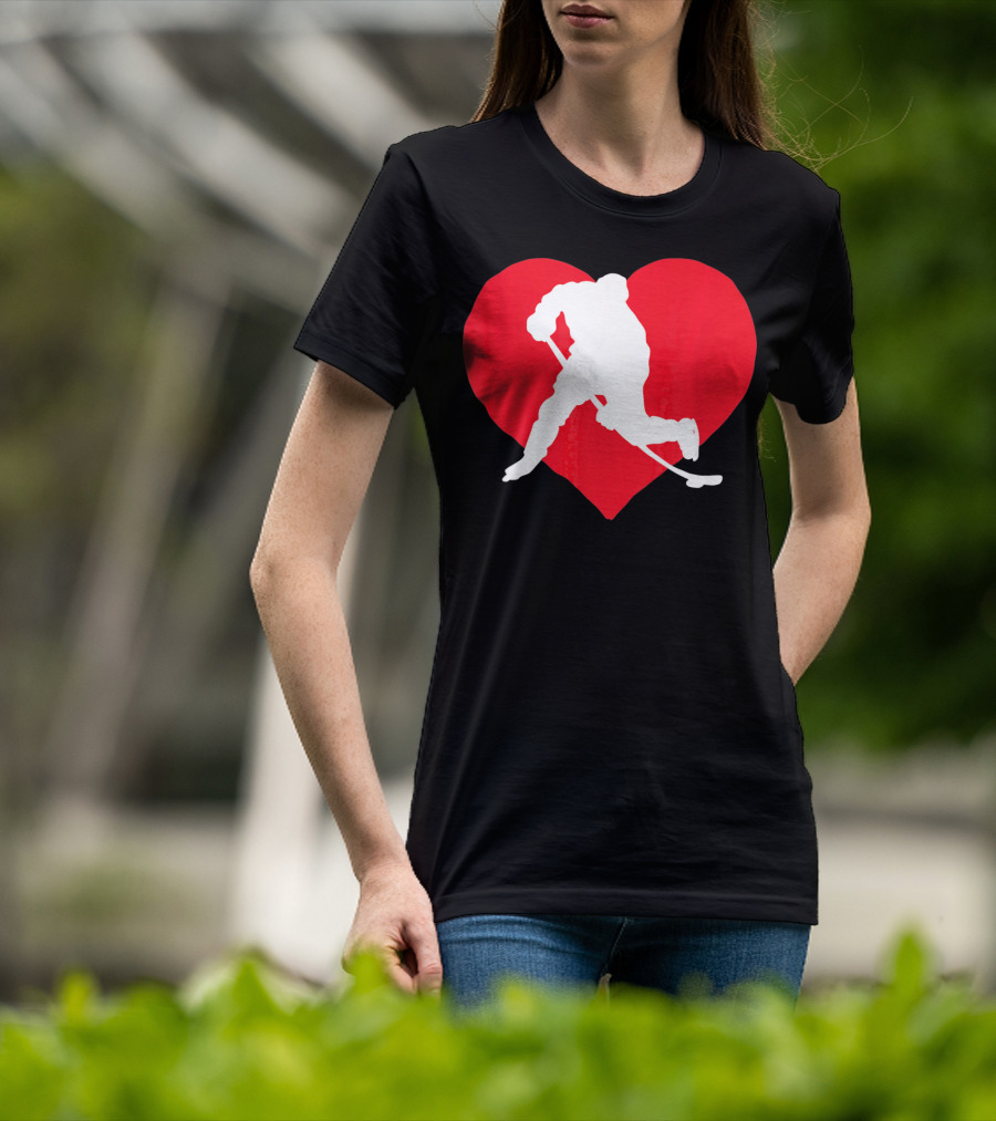 Valentine's Day Hockey Lover Heart T-Shirt