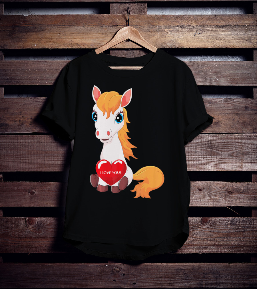 Horse With Heart Saying I Love You Valentine T-Shirt