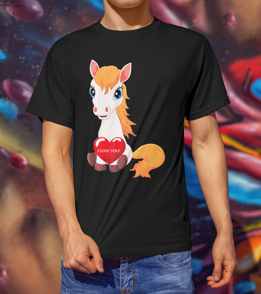 Horse With Heart Saying I Love You Valentine T-Shirt