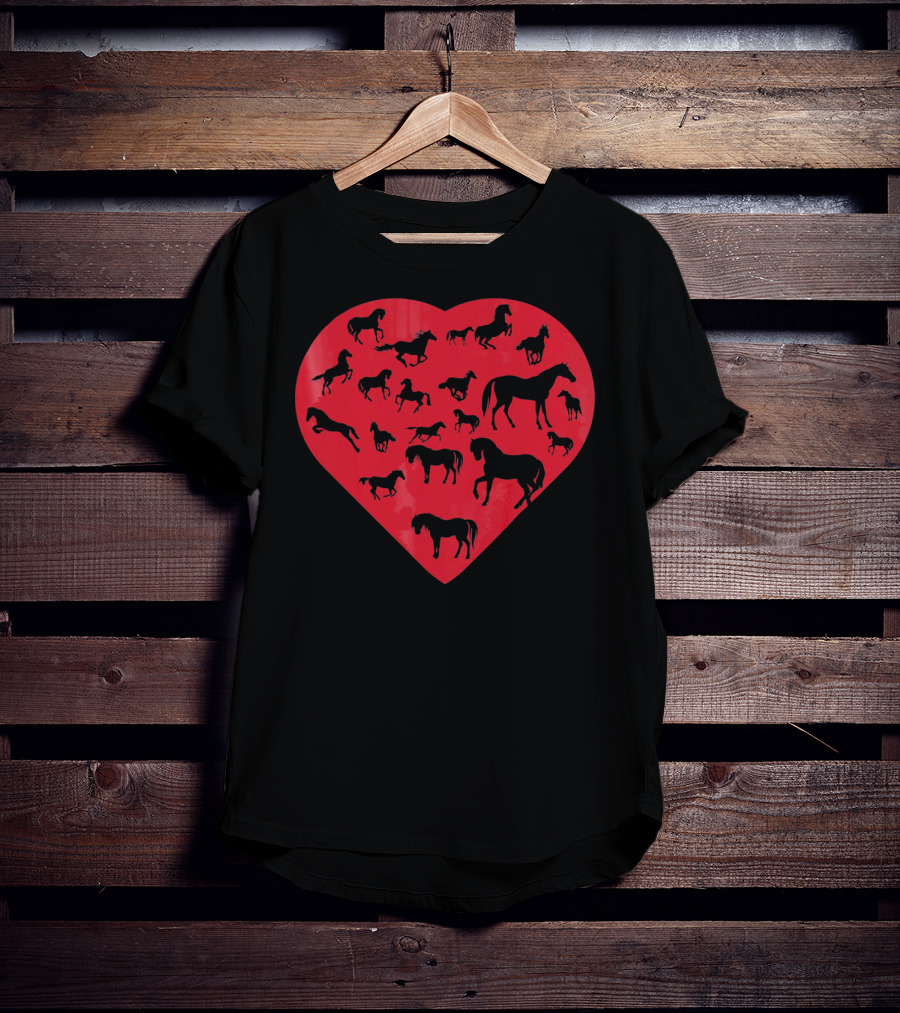 Valentine Day Heart With Horse T-Shirt