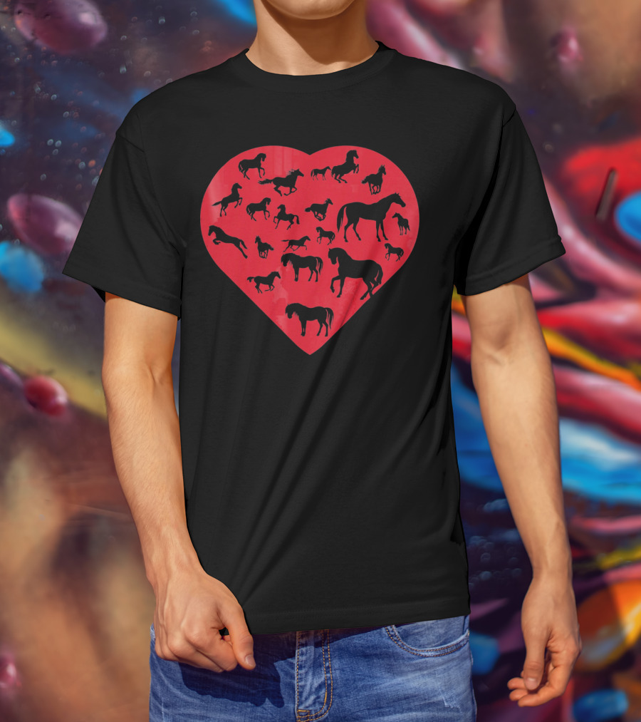 Valentine Day Heart With Horse T-Shirt