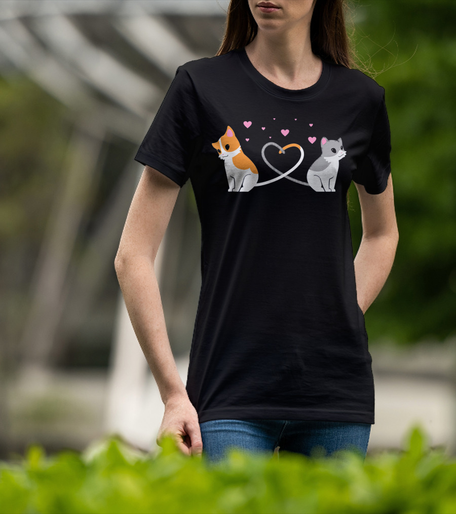 I Love My Cat Heart Tails Cats Lovers Couple T-Shirt
