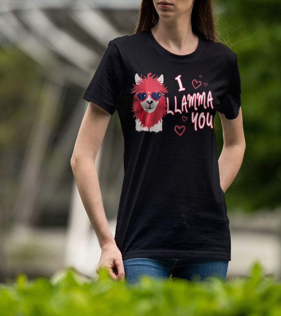 I Llamma You Heart Sunglasses Red Llama T-Shirt