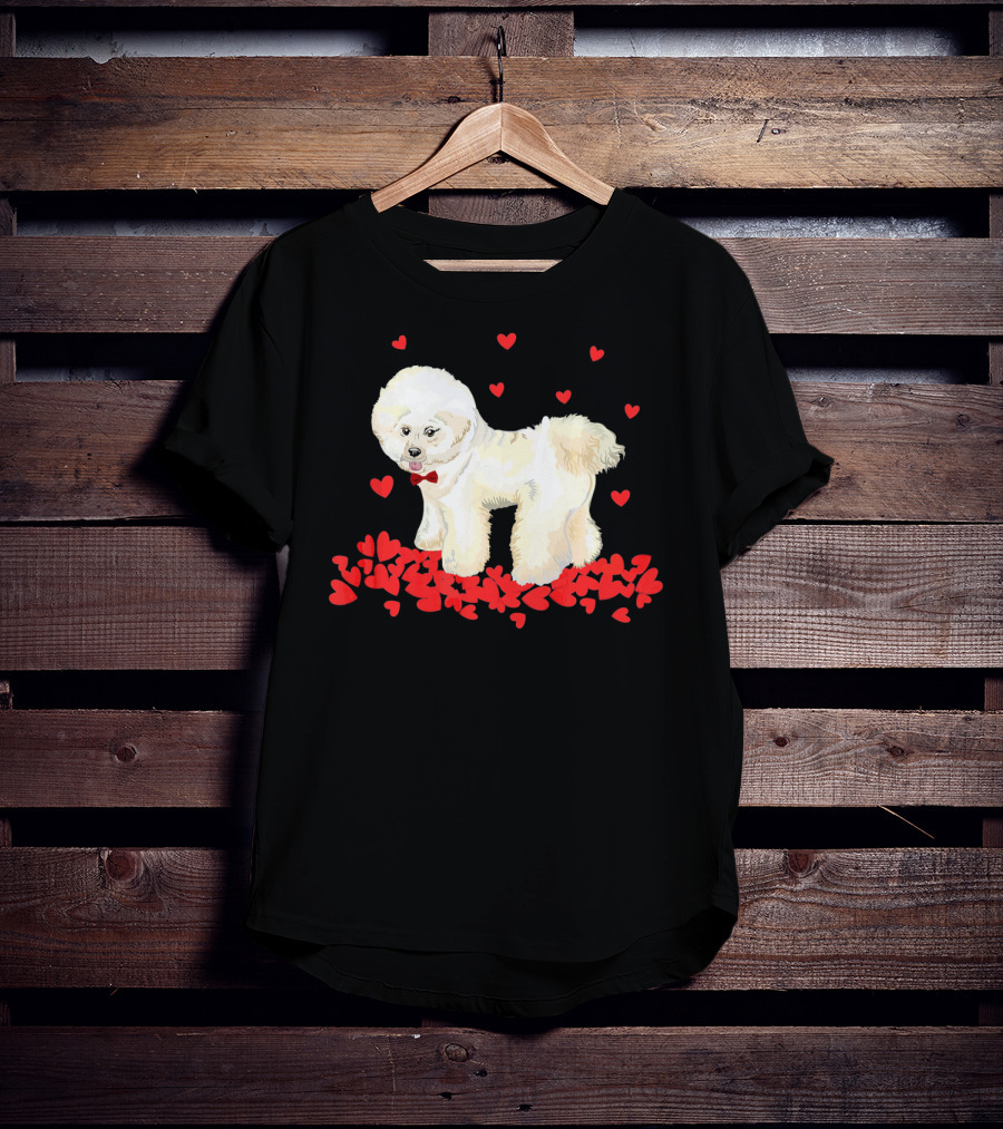 I Love My Bichon Frise Surrounded By Red Hearts Valentine's Day T-Shirt