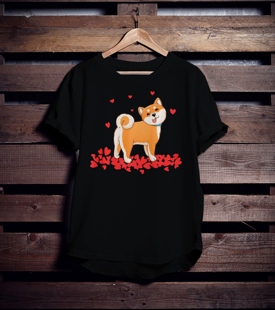 I Love My Shiba Inu Surrounded By Valentine Hearts T-Shirt