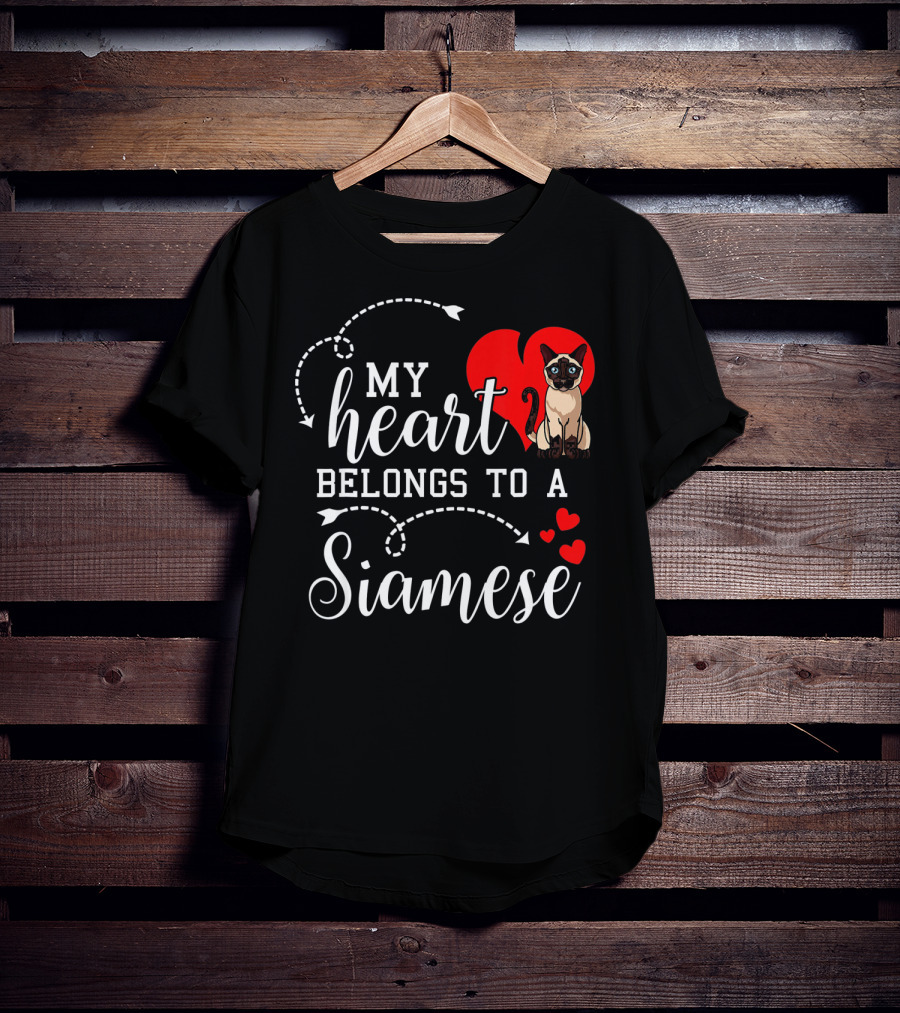 My Heart Belongs To A Siamese Cat Lover Mom With Cute Funny T-Shirt