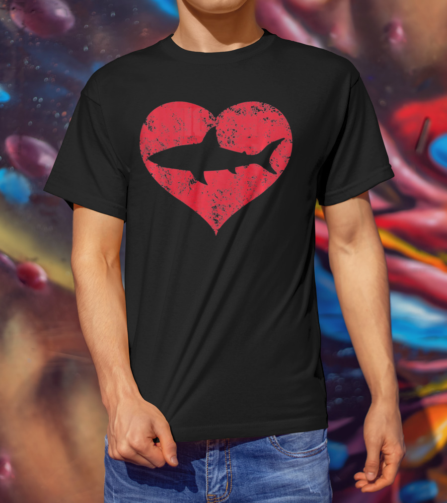 I Love Sharks Cute Shark Heart T-Shirt