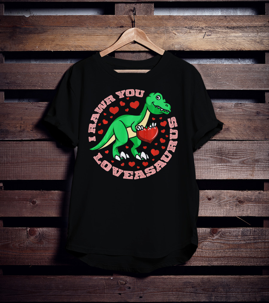 I Rawr You Loveasaurus Valentine Day Dinosaur Heart Circle T-Shirt