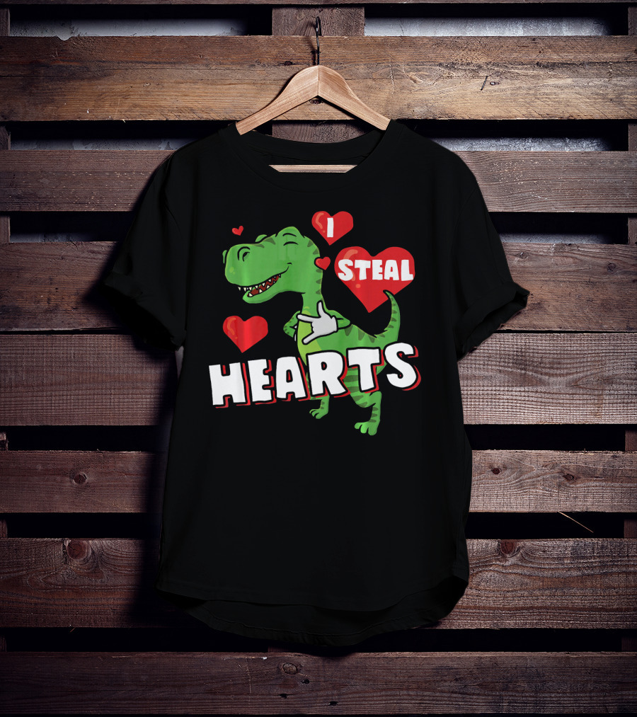 I Steal Hearts Dinosaur Valentine's Day T-Shirt