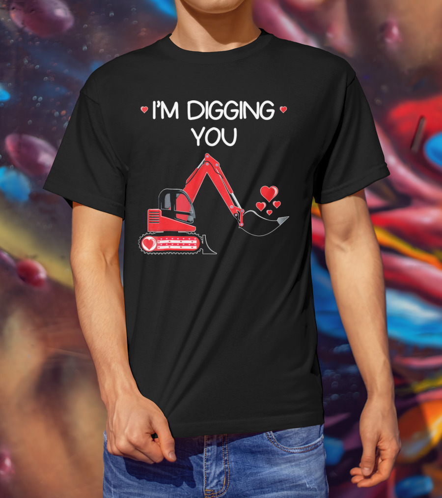 I'm Digging You Valentine Kids Tractor With Hearts T-Shirt