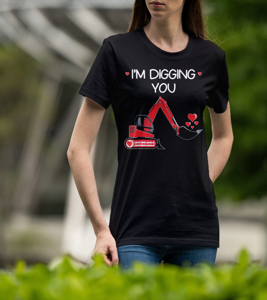 I'm Digging You Valentine Kids Tractor With Hearts T-Shirt