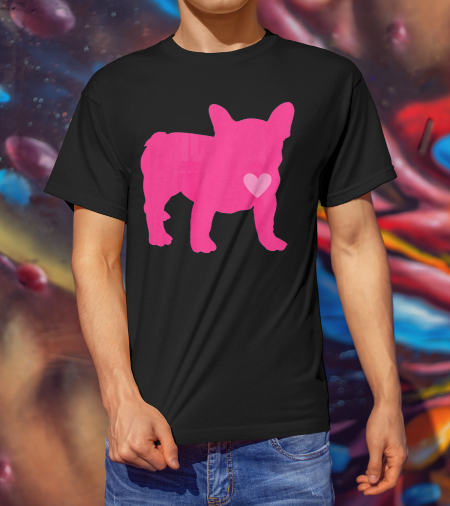 Ition Frenchie Pink Heart Valentine T-Shirt