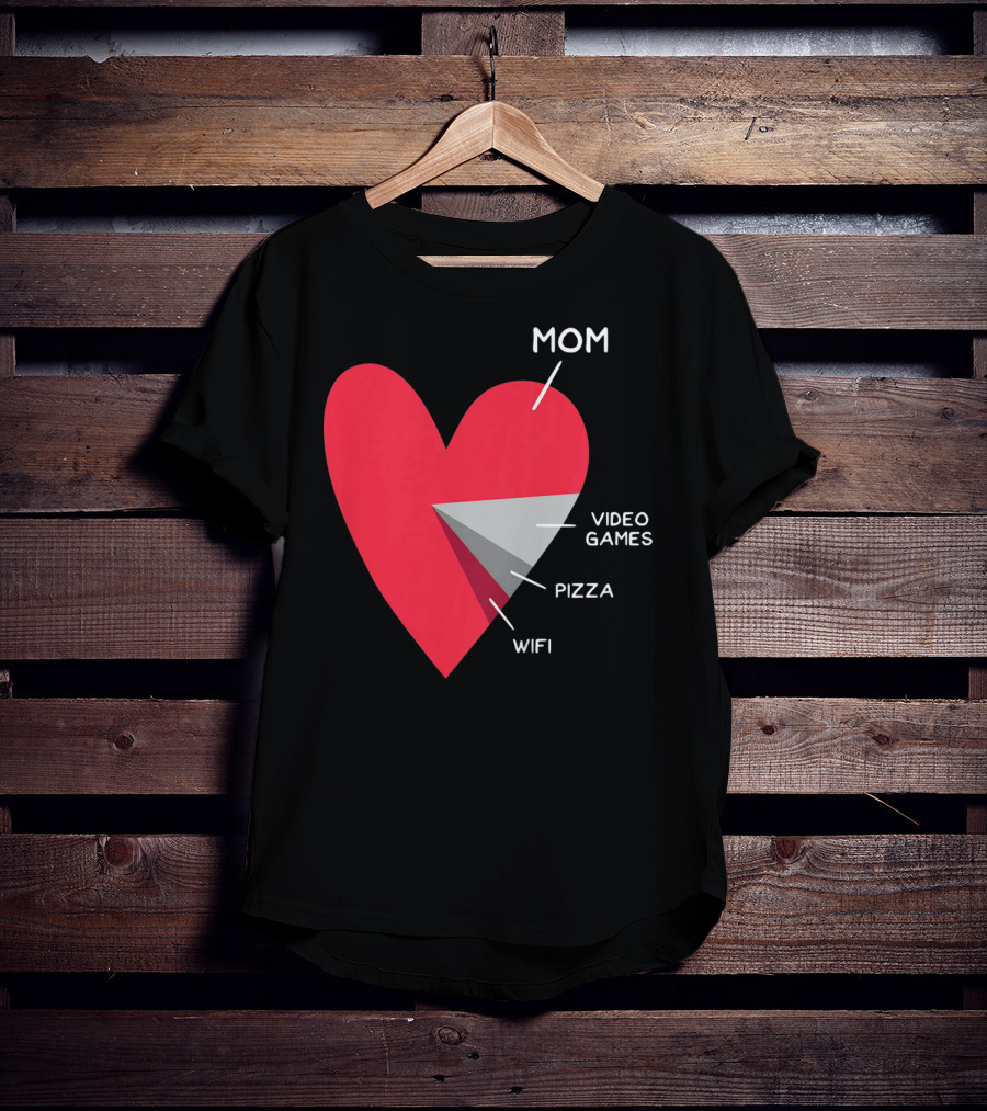 Mom Heart Video Games Pizza Wifi Pie Chart T-Shirt