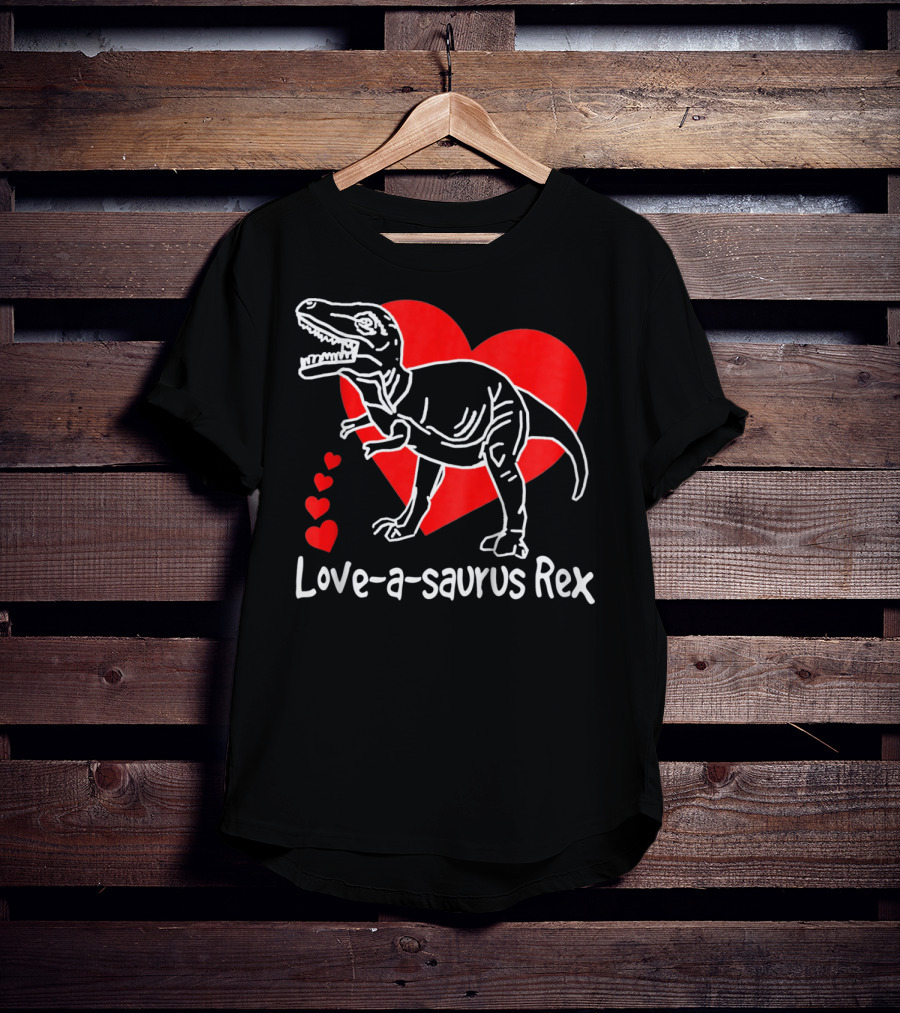 Love-a-saurus Rex Dinosaur With Red Hearts T-Shirt