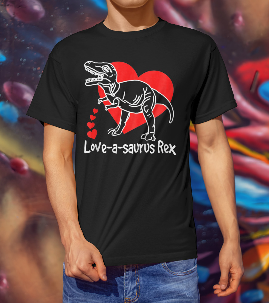 Love-a-saurus Rex Dinosaur With Red Hearts T-Shirt