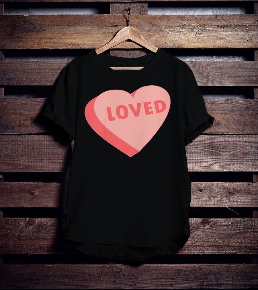 Kids Valentines Day Candy Heart Loved T-Shirt