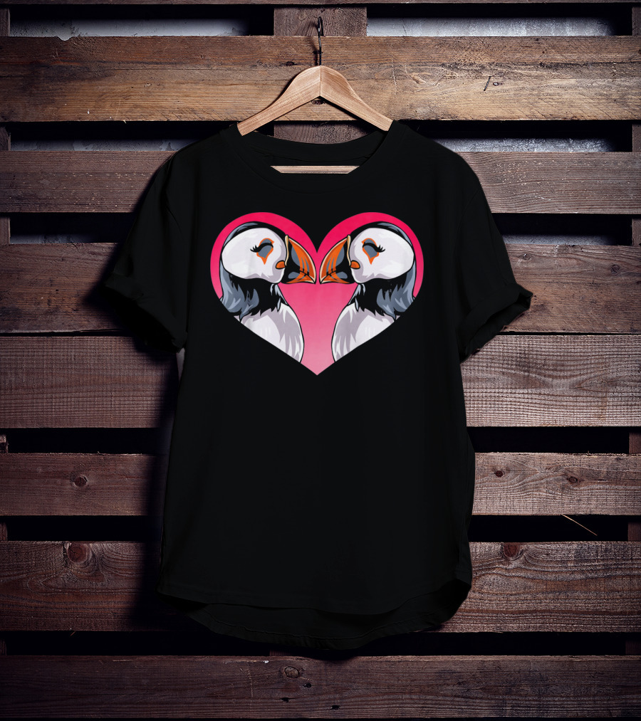 Valentines Day Puffin Heart Kids T-Shirt