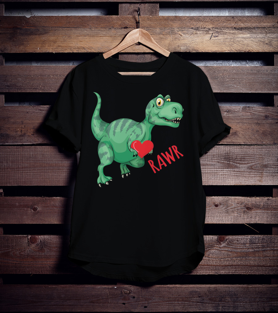 Kids Valentines Day Toddler Dinosaur Holding Heart Rawr T-Shirt