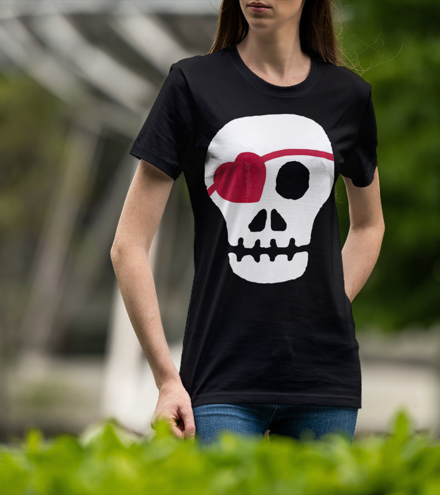 Kids Valentines Day Skull With Heart Eyepatch T-Shirt