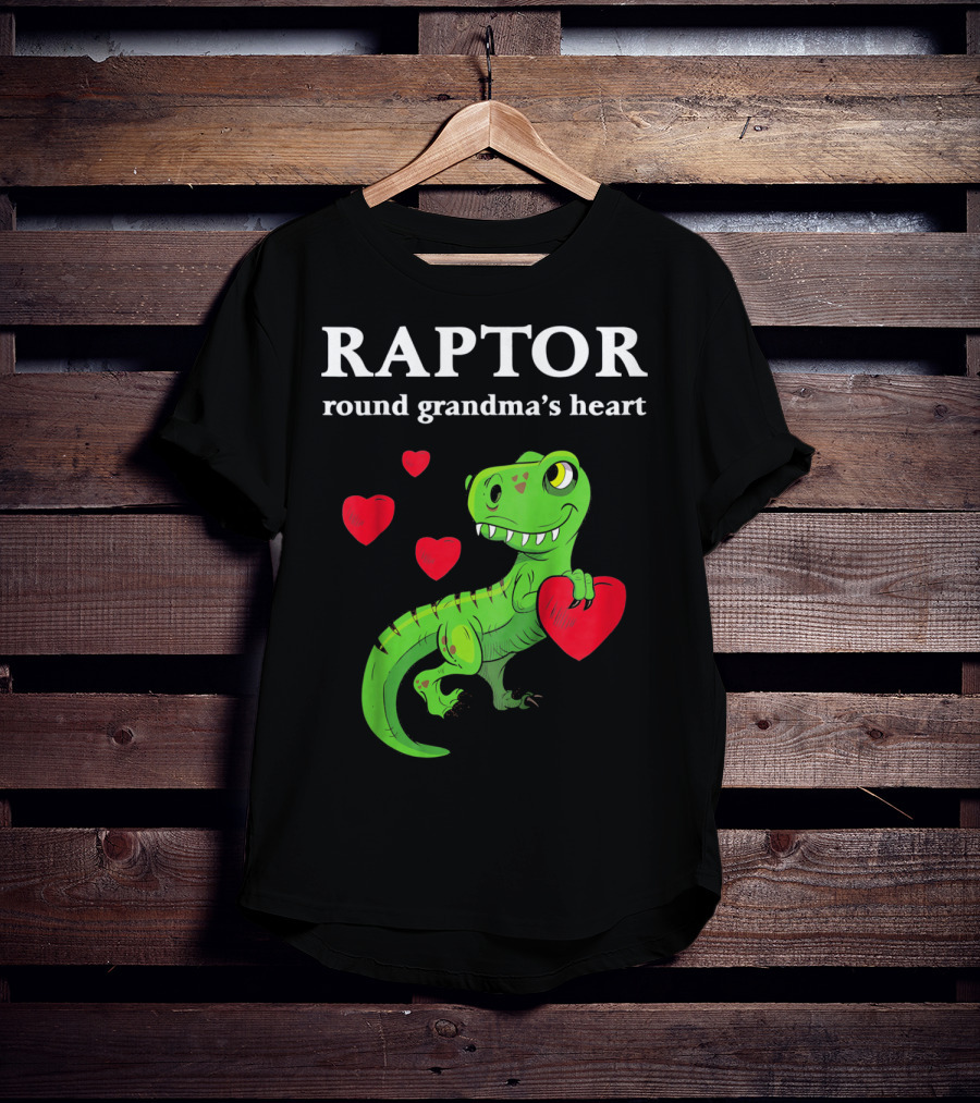 Raptor Round Grandma's Heart Valentines Rex Dinosaur T-Shirt