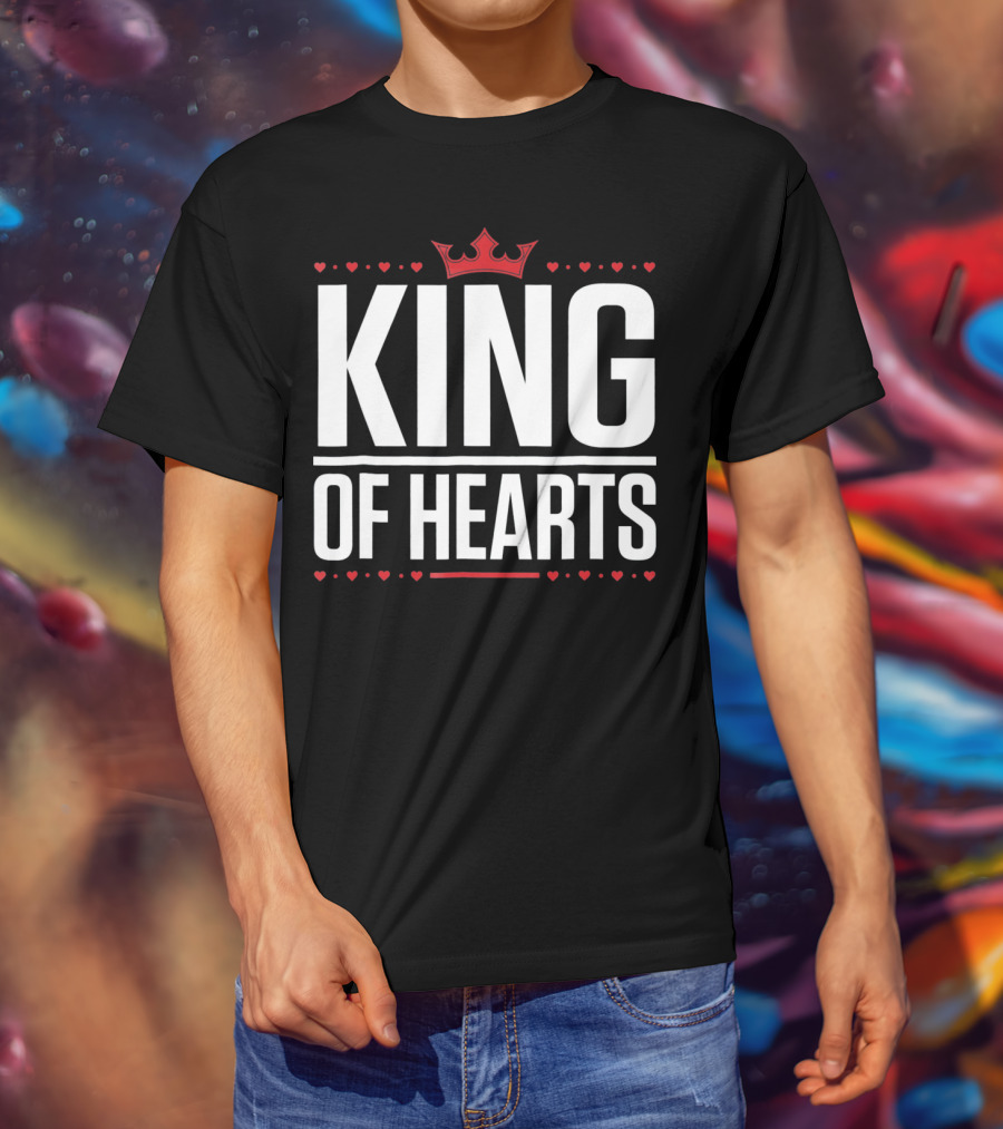 King Of Hearts Valentine's Day Crown And Hearts T-Shirt