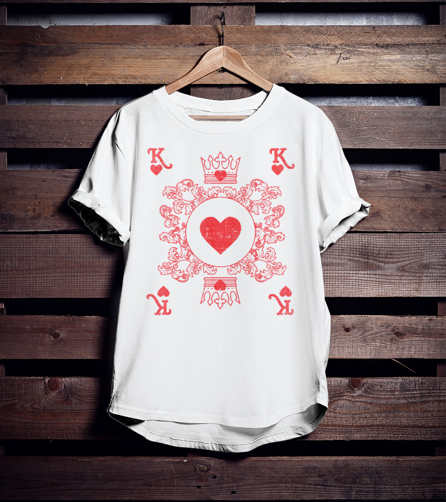 King Of Hearts Vintage Valentine Playing Card T-Shirt