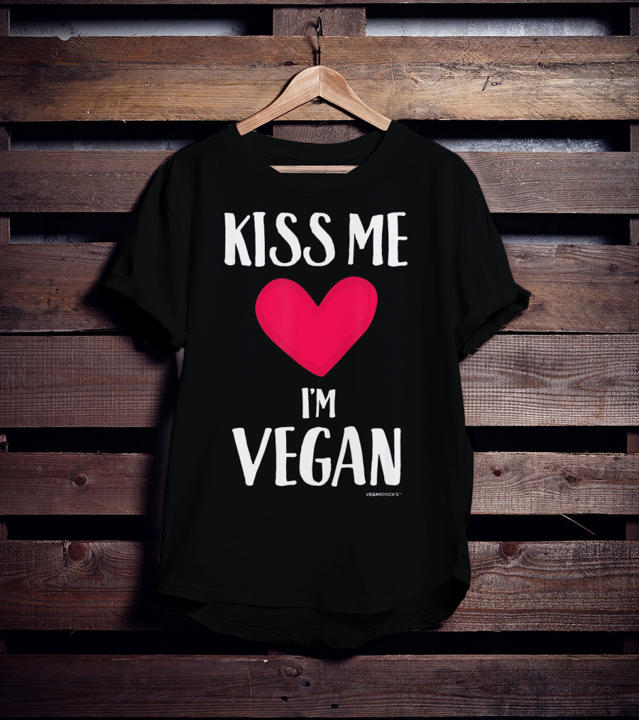 Kiss Me I'm Vegan Heart Valentine's Day Vegandocks T-Shirt