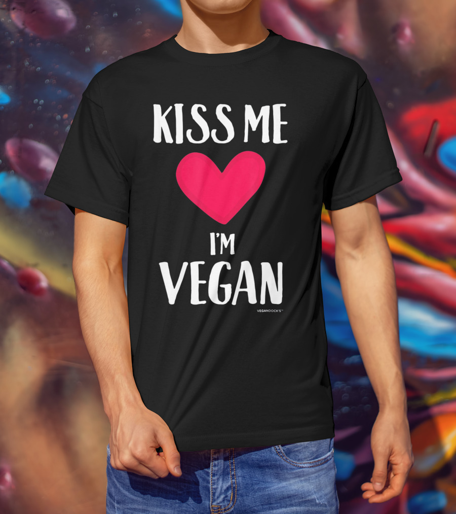 Kiss Me I'm Vegan Heart Valentine's Day Vegandocks T-Shirt