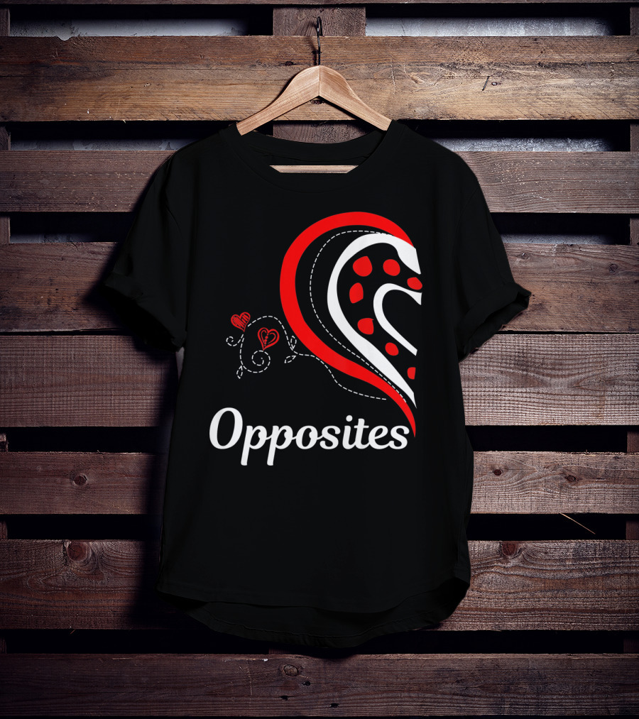 Opposites Attract Matching Couples Heart T-Shirt