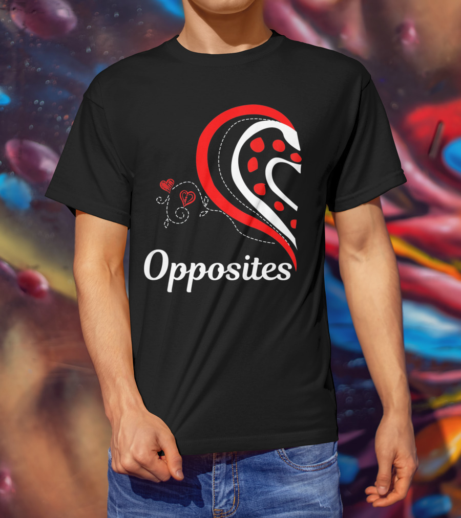 Opposites Attract Matching Couples Heart T-Shirt