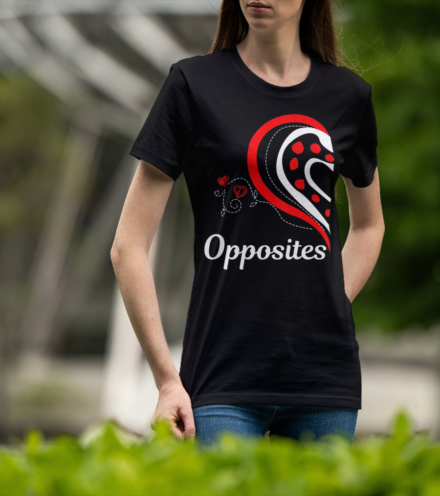 Opposites Attract Matching Couples Heart T-Shirt