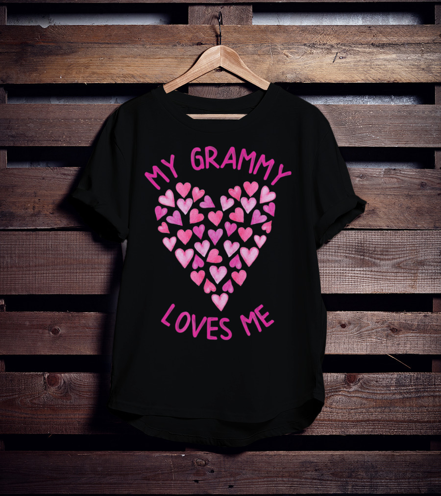 My Grammy Loves Me Pink Valentine Hearts T-Shirt