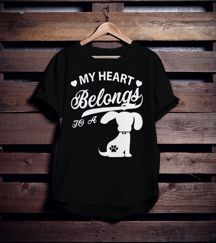 My Heart Belongs To A Dog With Paw Print And Hearts T-Shirt