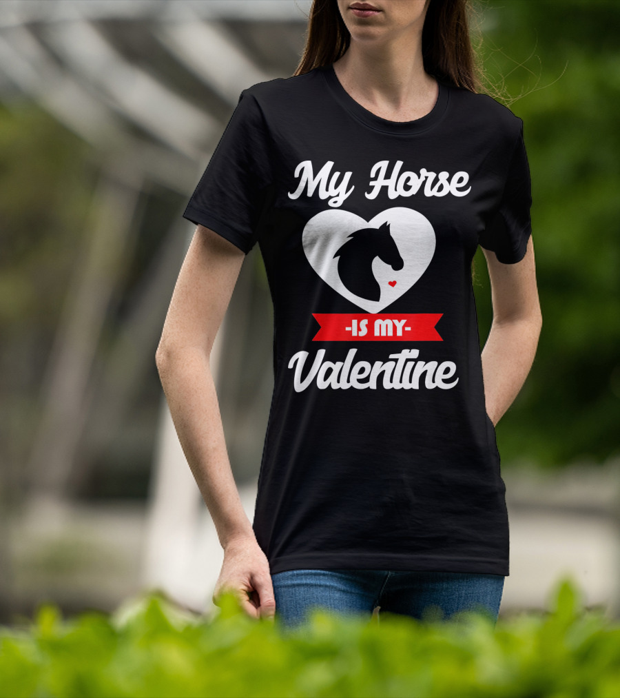 My Horse Is My Valentine Heart Silhouette Cowgirl Cowboy T-Shirt