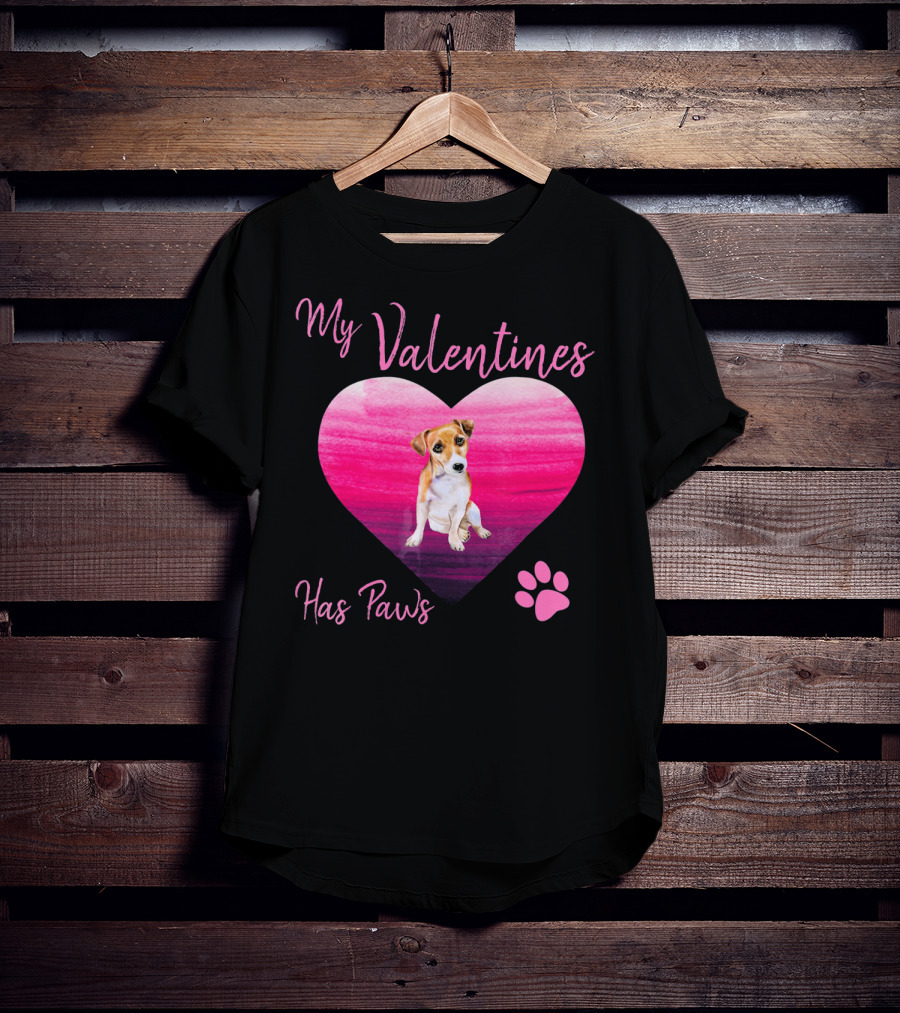 My Valentines Has Paws Jack Russell Terrier Dog Heart Valentine T-Shirt