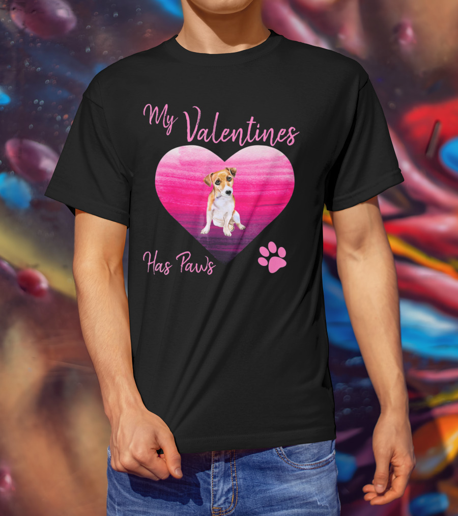 My Valentines Has Paws Jack Russell Terrier Dog Heart Valentine T-Shirt