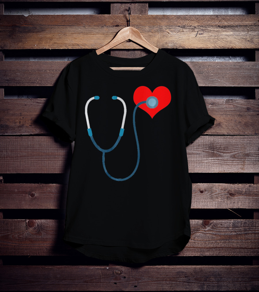 Nurse Valentine's Day Heart Stethoscope T-Shirt