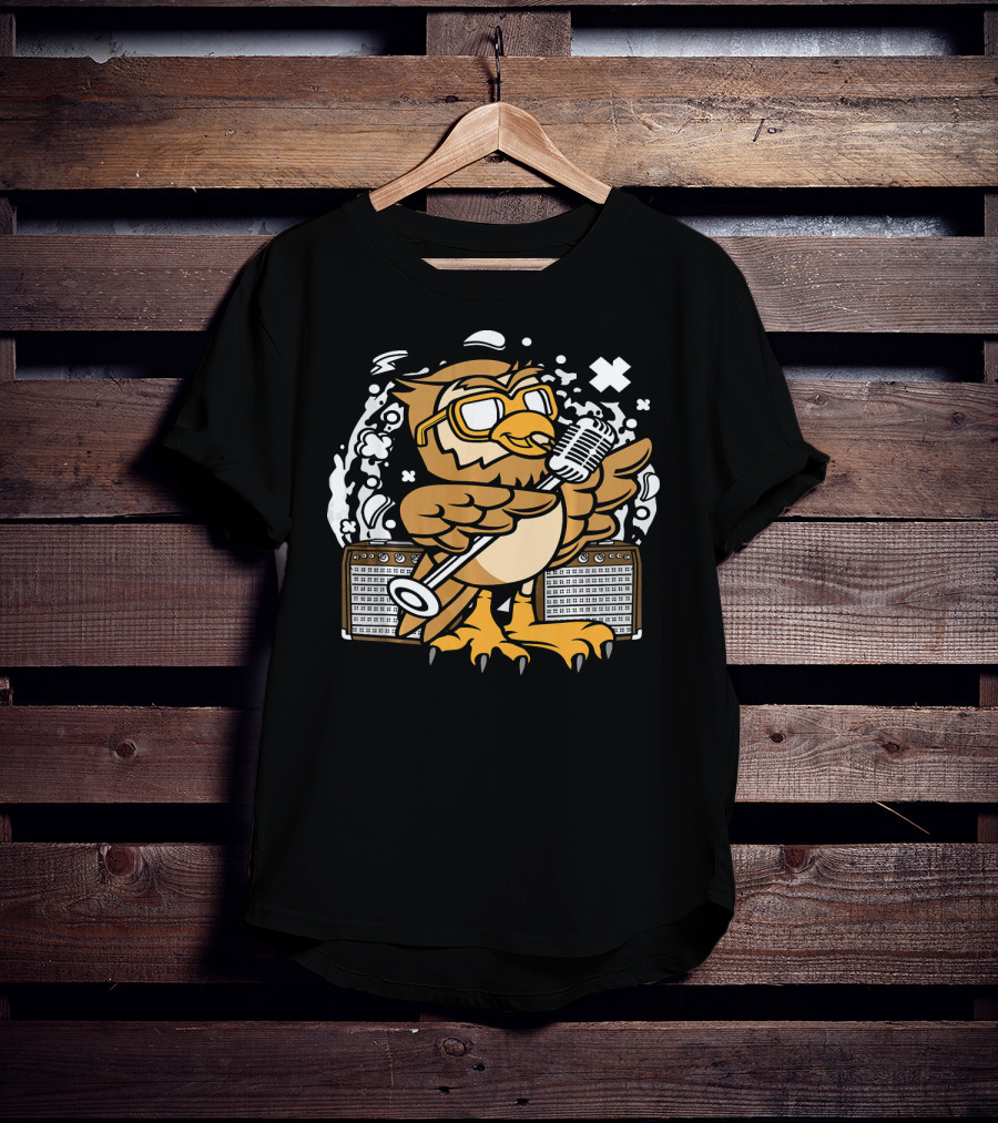Owl Singer Microphone Glasses Music Performance T-Shirt