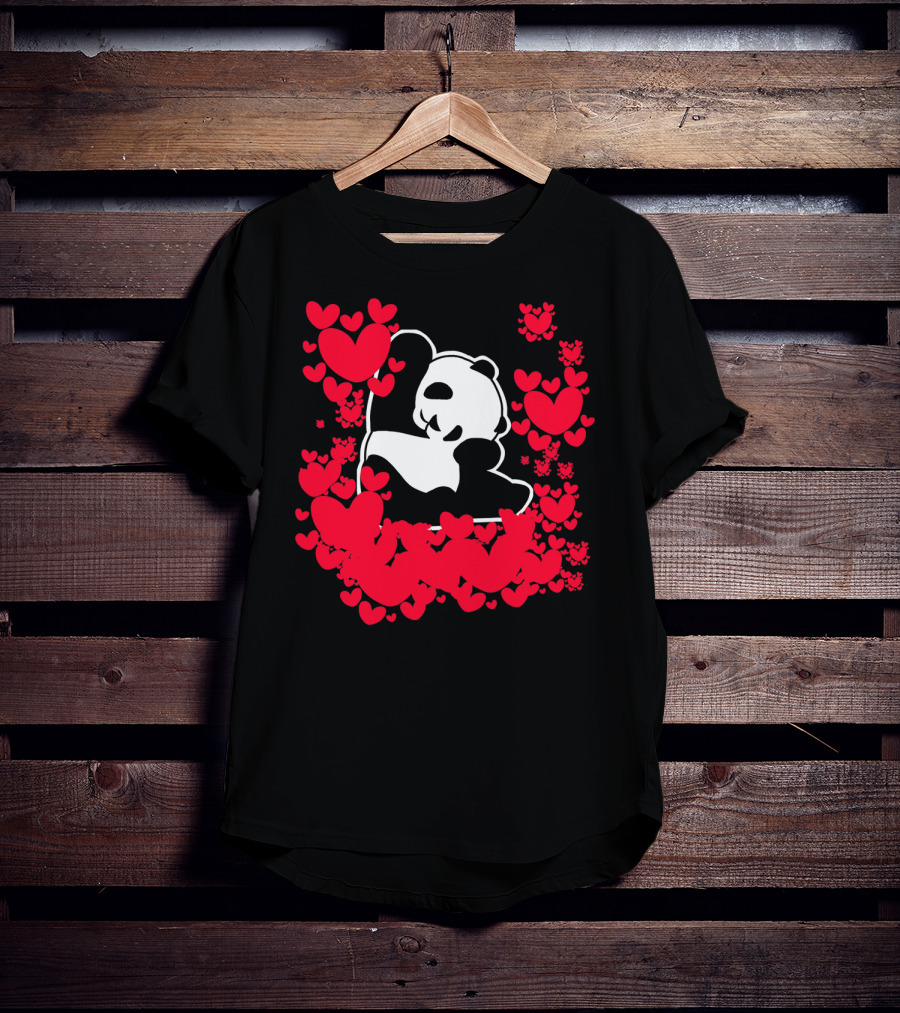 Panda Love Valentines Day Cute Heart Panda Valentines Day T-Shirt