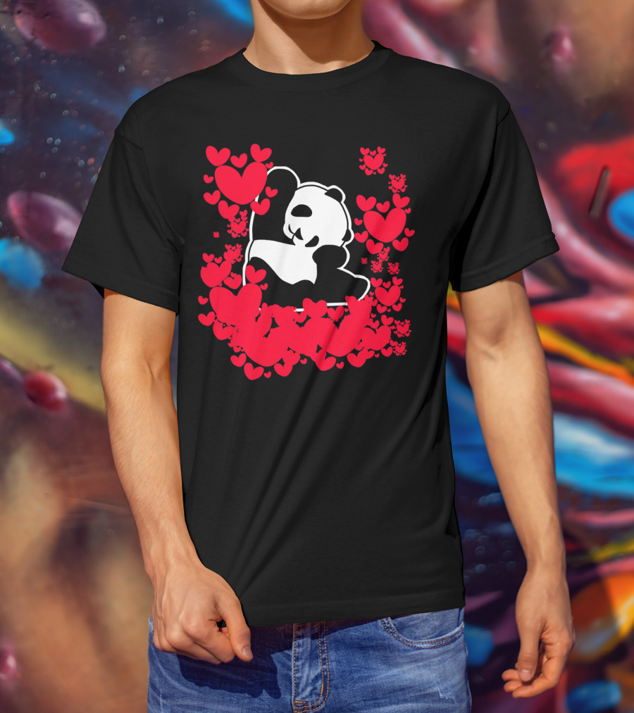 Panda Love Valentines Day Cute Heart Panda Valentines Day T-Shirt