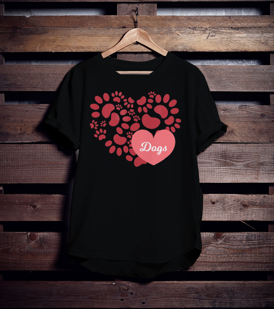 Paw Print Heart Dogs Mom And Pet T-Shirt