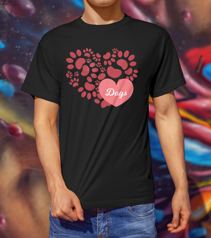 Paw Print Heart Dogs Mom And Pet T-Shirt