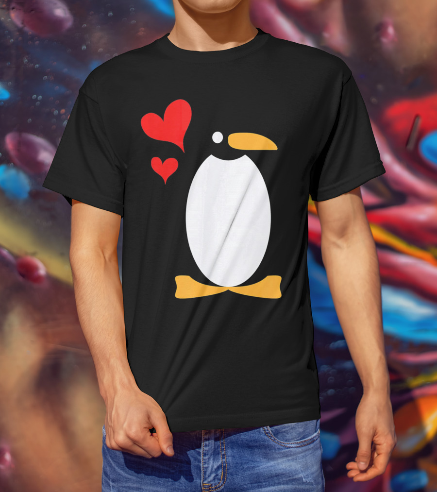 Penguin With Red Hearts T-Shirt