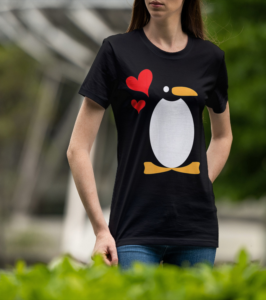 Penguin With Red Hearts T-Shirt