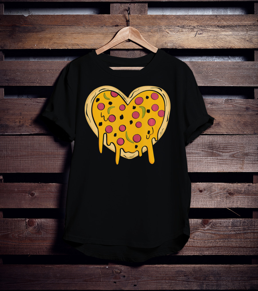 Pepperoni Pizza Heart Valentine's Day T-Shirt