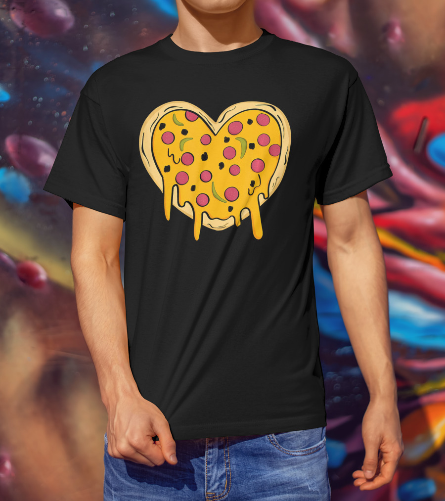 Pepperoni Pizza Heart Valentine's Day T-Shirt