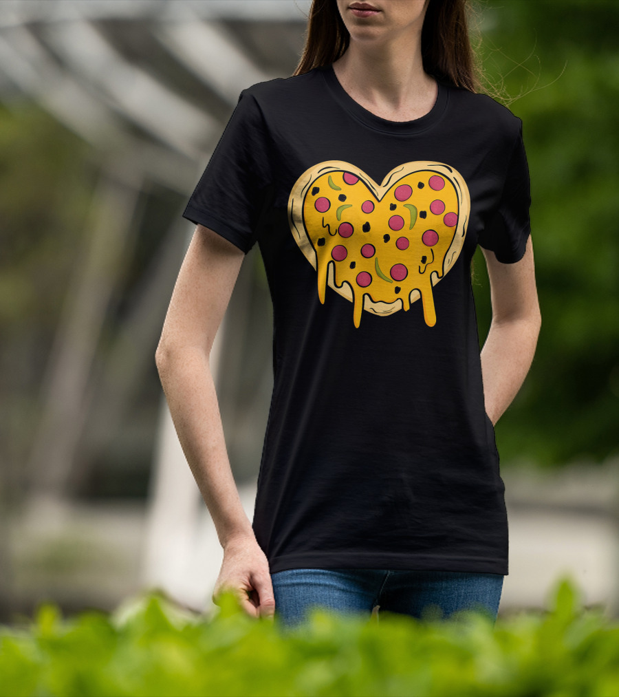 Pepperoni Pizza Heart Valentine's Day T-Shirt