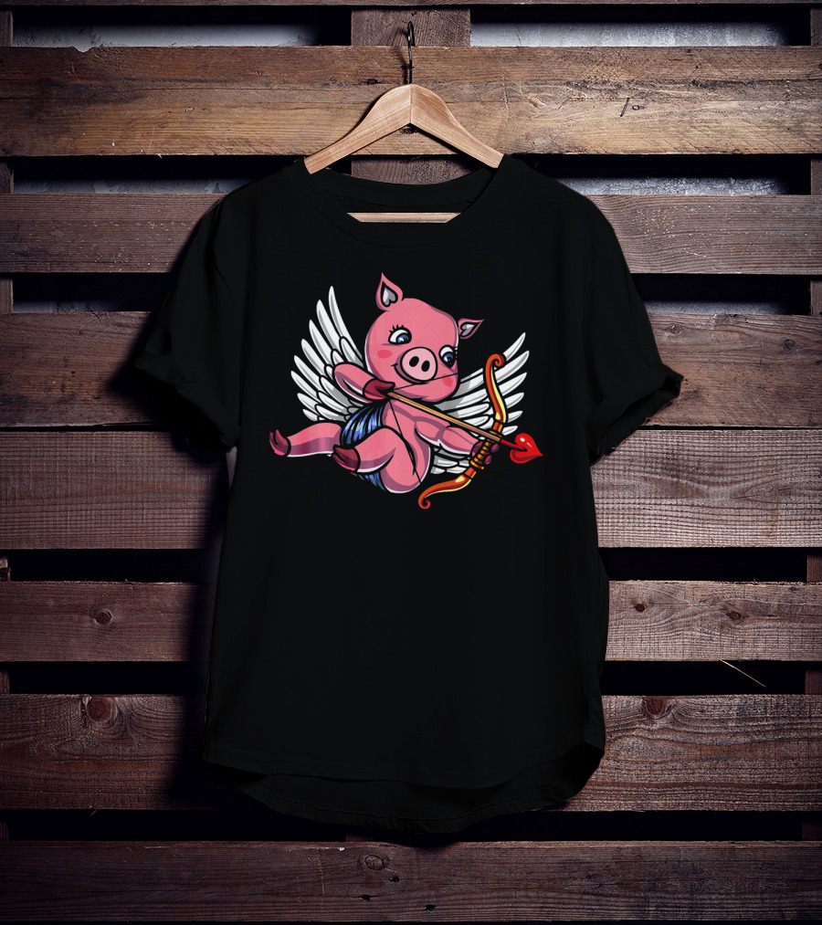 Cupid Pig Valentines Day Love Women T-Shirt